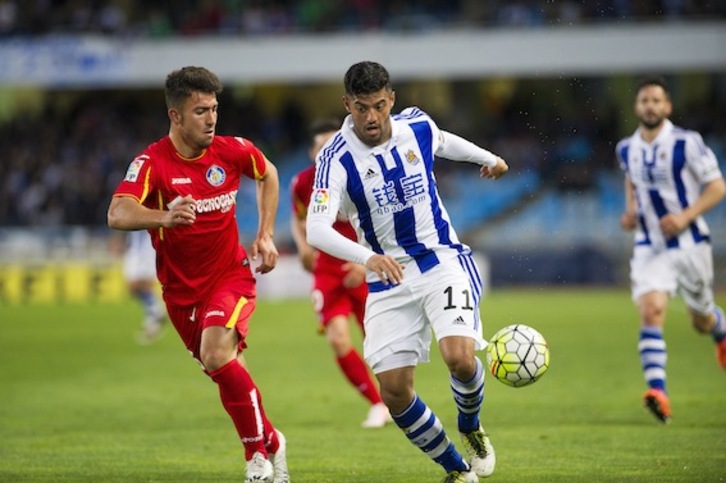 Vela ha adelantado a los donostiarras en el marcador. (Juan Carlos RUIZ/ARGAZKI PRESS)