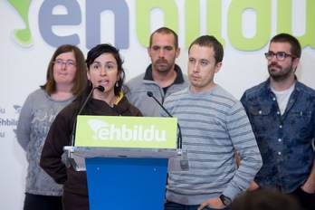 Iraide Ongay y Mikel Zabaleta han ejercido de portavoces. (Iñigo URIZ/ARGAZKI PRESS)