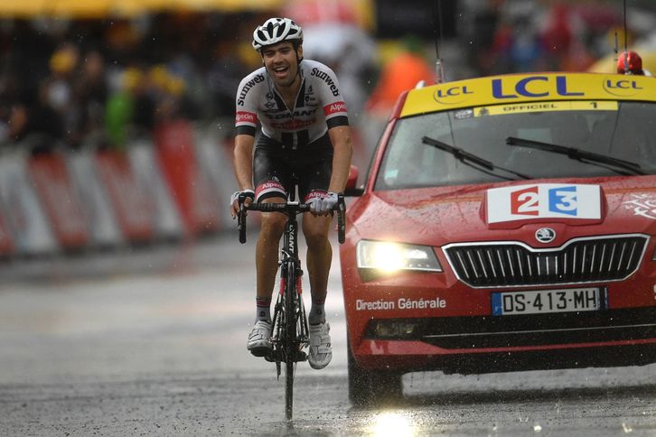 Tom Dumoulin, Arcalis gainean. (Lionel BONAVENTURE/AFP)