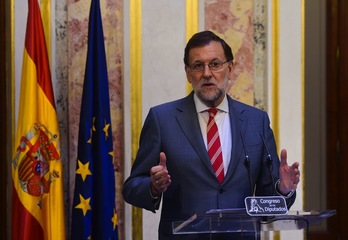 Mariano Rajoy ha comparecido tras reunirse con Pedro Sánchez. (Pierre-Philippe MARCOU/AFP) 