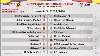 Así será la primera jornada de la Liga 2016-2017. 