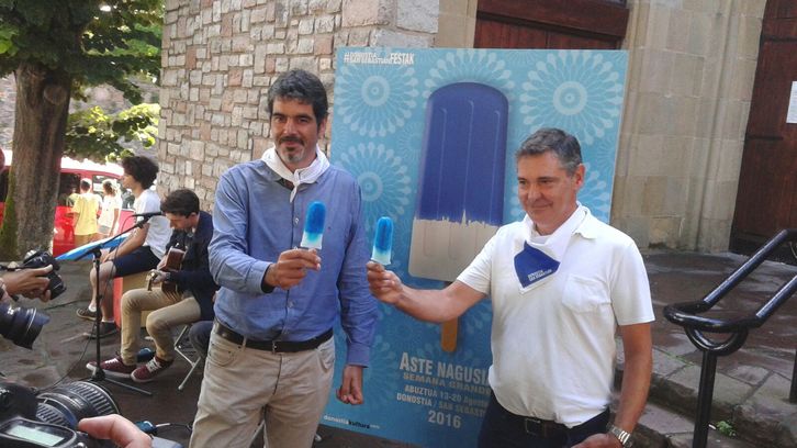 Goia y Gurpegui, en la presentación del programa festivo. (NAIZ)