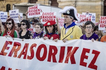 Atzo beste sexu eraso bat salatzeko Bilbon egin zen protesta. (Aritz LOIOLA / ARGAZKI PRESS)