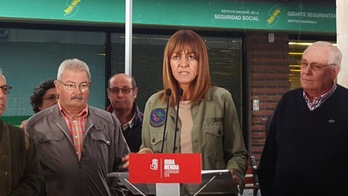 Idoia Mendía ha acusado al PNV de «querer dilapidar» las pensiones. (@socialistavasco)