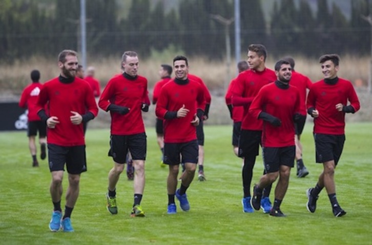 La plantilla osasunista ha tenido un entrenamiento suave en Tajonar. (OSASUNA)