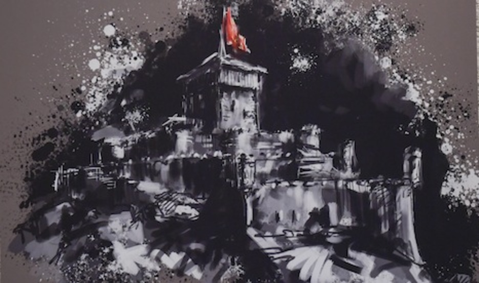 Uno de los cuadros inspirados en el denominado ‘castillo rojo’. (Jagoba MANTEROLA/ARGAZKI PRESS)
