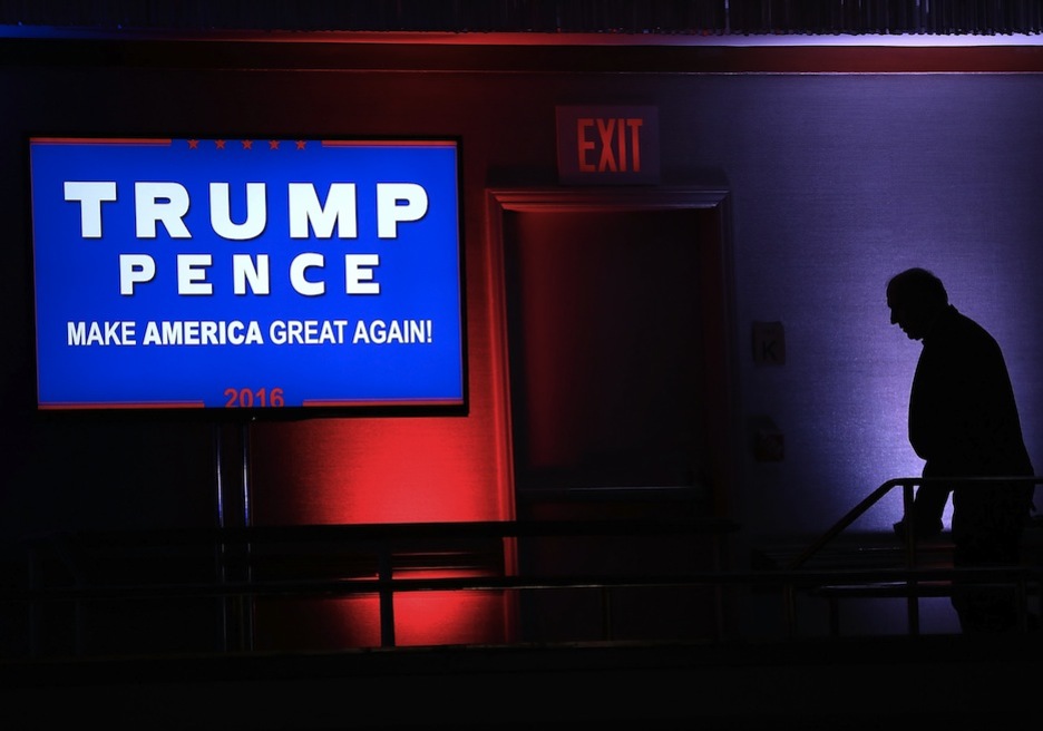 Preparativos para la noche electoral republicana en el hotel Hilton Midtown de Manhattan. (Mark WILSON / AFP)