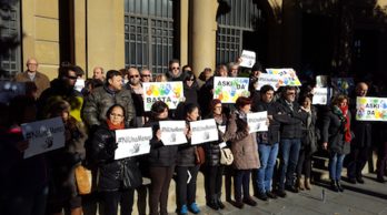 Un momento de la concentración de CCOO en repulsa por la muerte de Marqués. (CCOO)