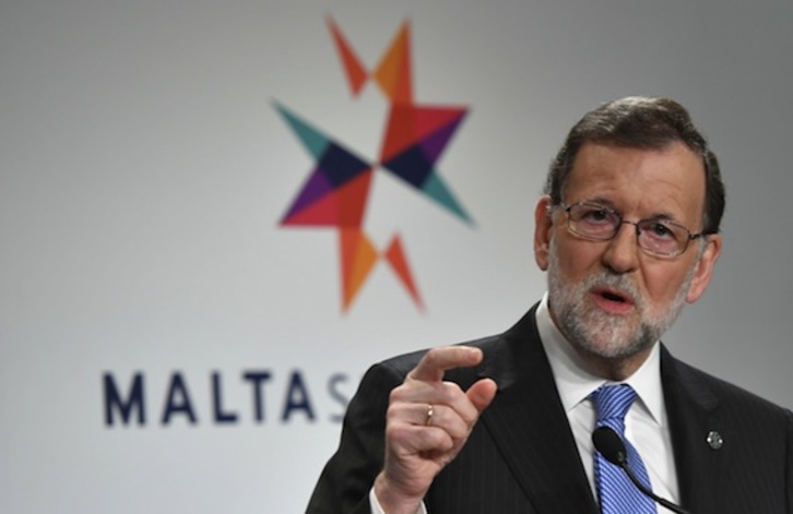 El presidente del Gobierno español, Mariano Rajoy, durante la cumbre de líderes de la UE celebrada en Malta. (Andreas SOLARO/AFP)