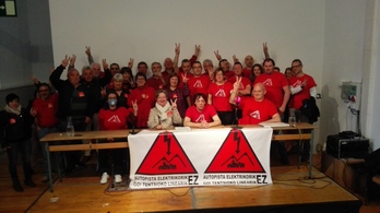 Los integrantes de la plataforma contra la línea de alta tensión celebran la retirada del proyecto. 