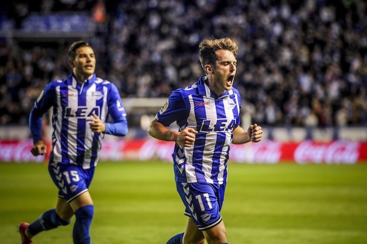 Ibai Gómez celebra un gol. (Jaizki FONTANEDA/AFP)