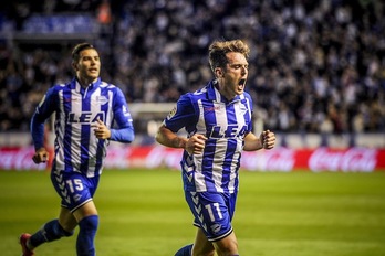 Ibai Gómez celebra su gol. (Jaizki FONTANEDA/AFP)
