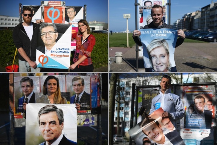 Combo con los cuatro candidatos a las presidenciales francesas. (Damien MEYER/AFP)