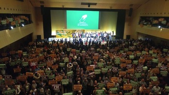 El Palau de Congressos de Catalunya, lleno al final del acto del Pacto Nacional por el Referéndum. (PNR)