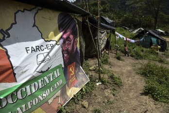 Imagen de la Zona Veredal Transitoria de Normalización (ZVTN) de Marquetalia. (Raúl ARBOLEDA/AFP PHOTO)