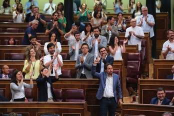 Pablo Iglesias se dispone a intervenir en el Congreso. (J. DANAE/ARGAZKI PRESS)