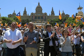 Acto por el derecho a decidir el pasado domingo en Barcelona. (Lluís GENÉ/AFP PHOTO)