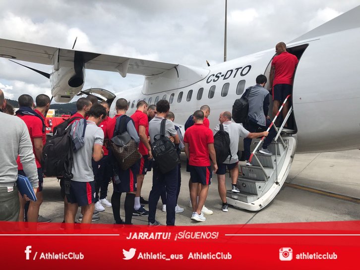 El Athletic ha viajado esta tarde a Suiza. (@Athletic Club)