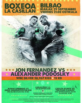 Cartel del combate de Jon Fernández vs Podolsky.