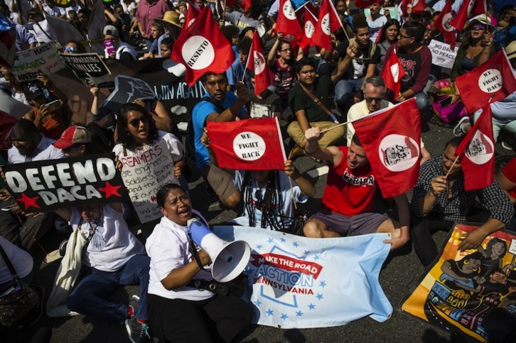 Movilización en Washington contra la derogación del DACA. (Zach GIBSON/AFP PHOTO-GETTY IMAGES NORTH AMERICA)