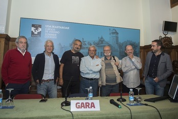 Azurmendi, Ramírez de la Piscina, Egaña. Salutregi, Zalakain, Zaldua y Soto, durante el curso. (Juan Carlos RUIZ/ARGAZKI PRESS)