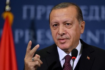El presidente turco, Recep Tayyip Erdogan, en su visita a Belgrado. (Andrej ISAKOVIC/AFP)