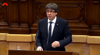 Puigdemont, durante su intervención.