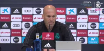 Zidane durante la rueda de prensa. (@realmadrid)