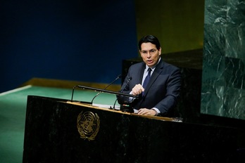 Danny Danon, representante de Israel en la ONU, durante el debate de hoy. (Eduardo MUÑOZ ALVAREZ / AFP)