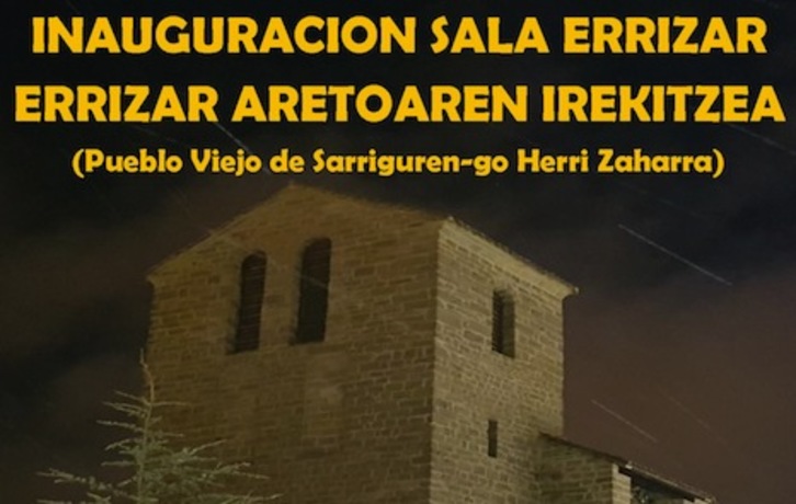 Cartel de la inauguración de la Sala Errizar de Sarriguren.