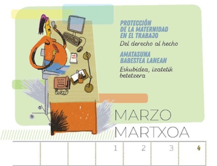 Imagen de la página del calendario de pared correspondiente al mes de marzo. (GOBIERNO DE NAFARROA)