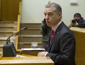 Iñigo Urkullu, hoy en el pleno de control del Parlamento de Gasteiz. (@PVasco_EuskoL)