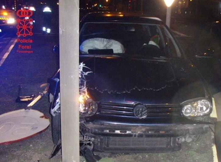 Imagen del accidente ocurrido en Cordovilla. (POLICÍA FORAL)