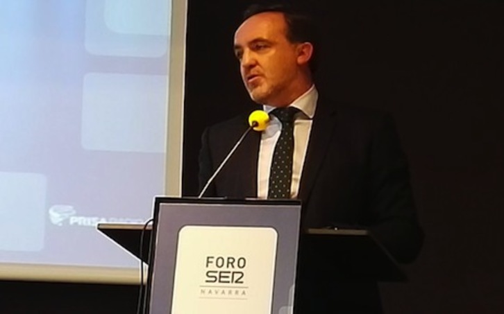 Esparza, durante su intervención en el Foro Ser Navarra. (UPN)
