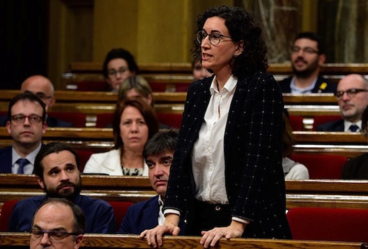 Marta Rovira, ayer, en el Parlament. (Lluís GENÉ/AFP)
