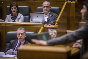 El lehendakari Urkullu, en el debate sobre las pensiones del pleno de este jueves. (Jaizki FONTANEDA / FOKU)