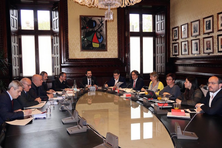 Reunión de la Mesa del Parlament, esta mañana. (@parlamentcat)