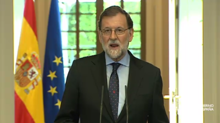 Mariano Rajoy ha comparecido este mediodía desde La Moncloa. (Moncloa)
