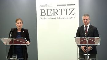 Barkos y Urkullu, en su declaración en el Palacio del Señorío de Bertiz. (IREKIA)