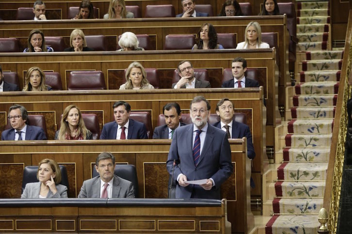 Rajoy, durante su respuesta a Rivera en el Congreso. (@Congreso_Es)