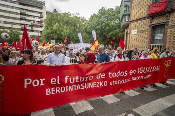 Imagen de la manifestación contra el euskara el pasado sábado. (Jaizki FONTANEDA/FOKU)