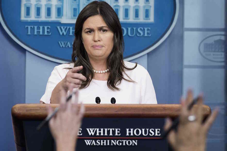La portavoz de la Casa Blanca, Sarah Sanders. (JIM WATSON / AFP)