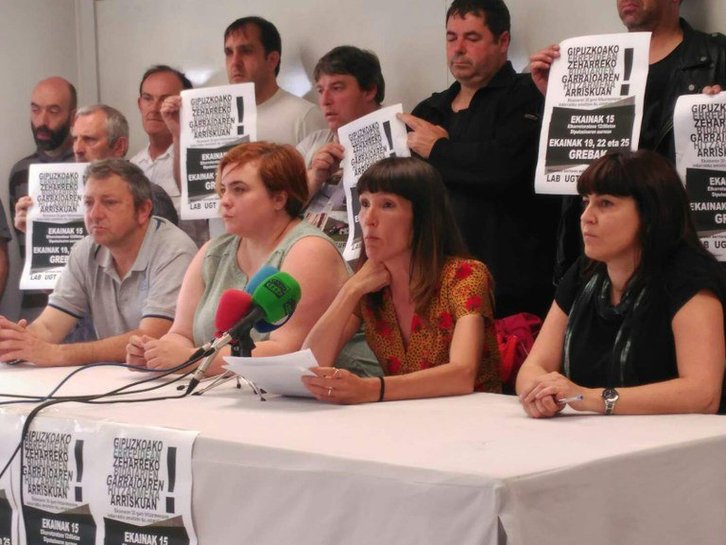 Comparecencia conjunta de ELA, LAB, CCOO y UGT el pasado 8 de junio. (@ELASindikatua)