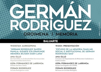 Cartel del acto de presentación del informe sobre Germán Rodríguez.