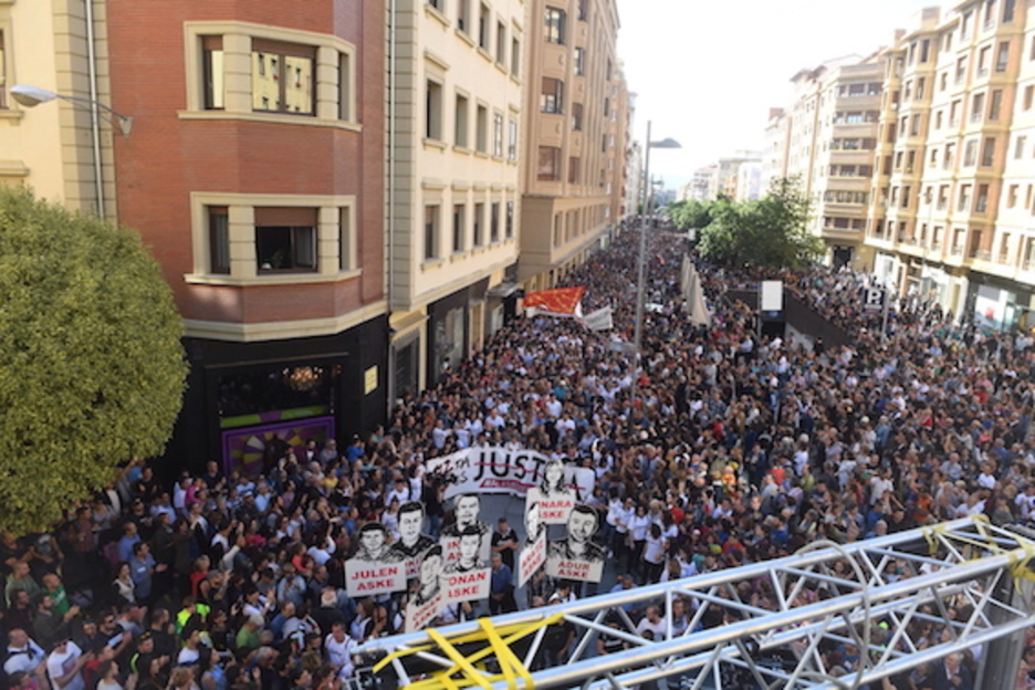 La manifestación ha concluido en la Avenida Carlos III. (Jon URBE/FOKU)