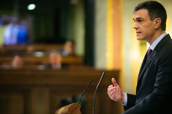 Pedro Sánchez, durante su intervención hoy en el Congreso. (@Congreso_Es)