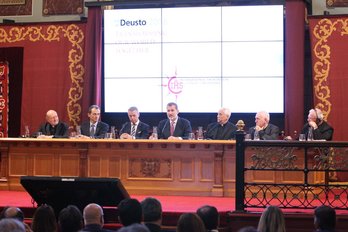 Acto de inauguración de la asamblea mundial de universidades jesuitas. (@monarquiaespaña)