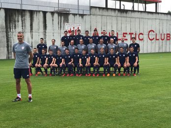 Gaizka Garitano, entrenador del Bilbao Athletic en la presentación del equipo. (ATHLETIC CLUB)