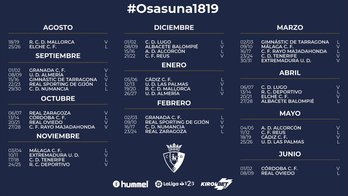 Todo el calendario de Osasuna.