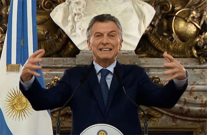 El presidente argentino, Mauricio Macri, durante su mensaje a la nación. (AFP)